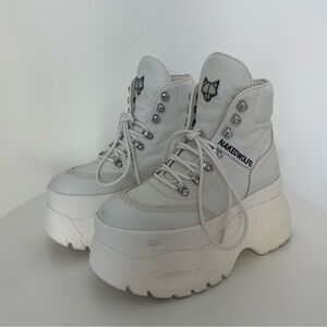Naked Wolfe spike white leather boots